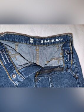 Girls GAP Blue Denim Barrel Jeans with Gold Stitching